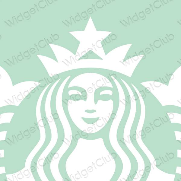 Estetic albastru pastel Starbucks pictogramele aplicației