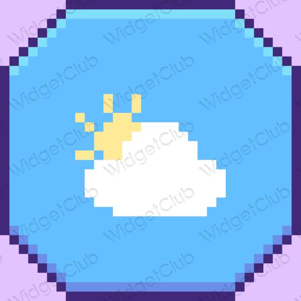 Æstetisk blå Weather app ikoner