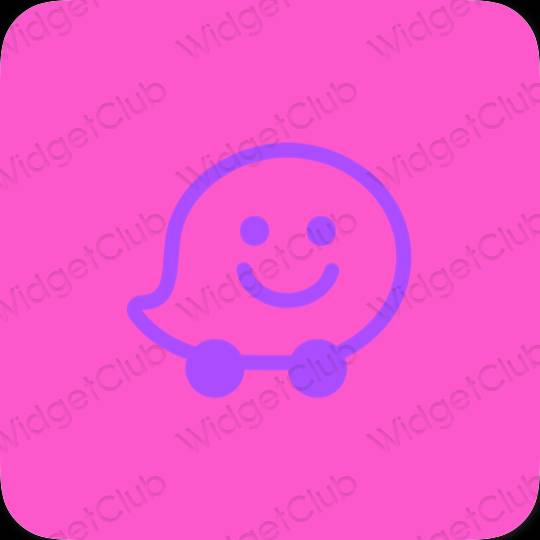 Aesthetic purple Waze app icons