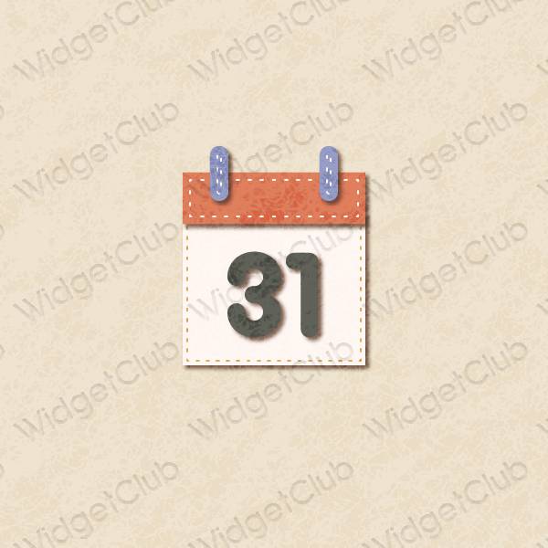 Estético beige Calendar iconos de aplicaciones