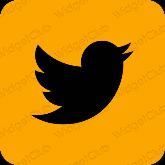 Estetyka Pomarańczowy Twitter ikony aplikacji