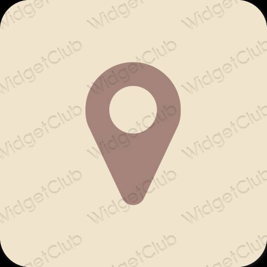 Estetski bež Map ikone aplikacija