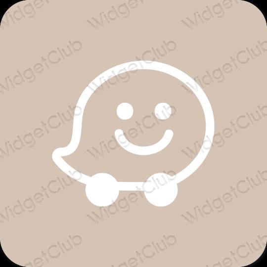 Ästhetisch Beige Waze App-Symbole