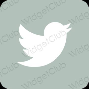 Estético verde Twitter ícones de aplicativos
