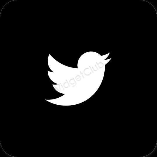 Estético Preto Twitter ícones de aplicativos