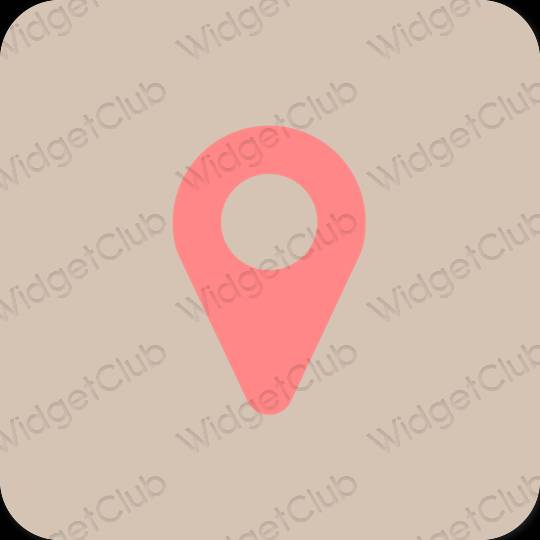 Естетичен бежово Map икони на приложения