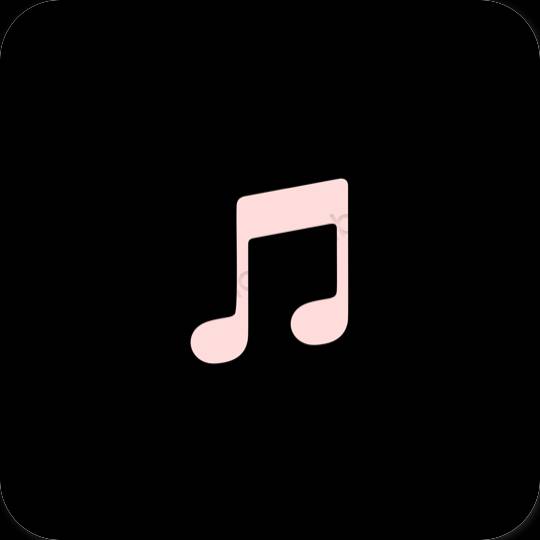 Estetyka czarny Apple Music ikony aplikacji