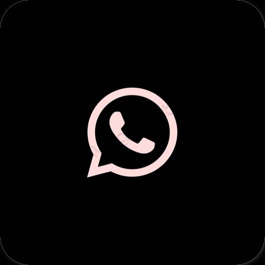 Estético negro WhatsApp iconos de aplicaciones
