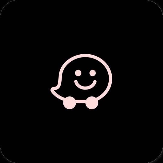 Estético negro Waze iconos de aplicaciones