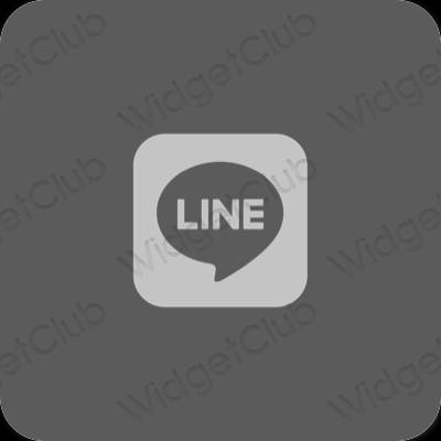 Esthétique grise LINE icônes d'application