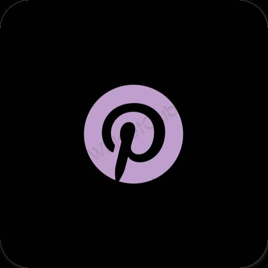 جمالي أسود Pinterest أيقونات التطبيق