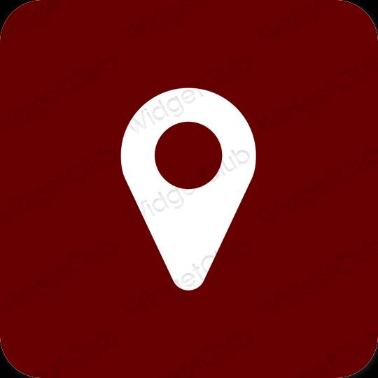 Estetik coklat Google Map ikon aplikasi