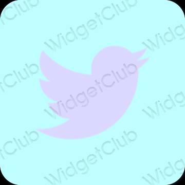 эстетический пастельно-голубой Twitter значки приложений