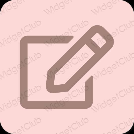 Estetický pastelově růžová Notes ikony aplikací