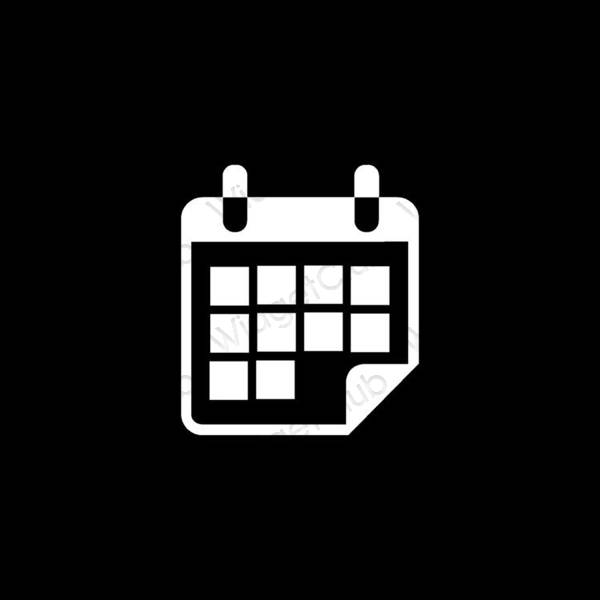 Estético Preto Calendar ícones de aplicativos