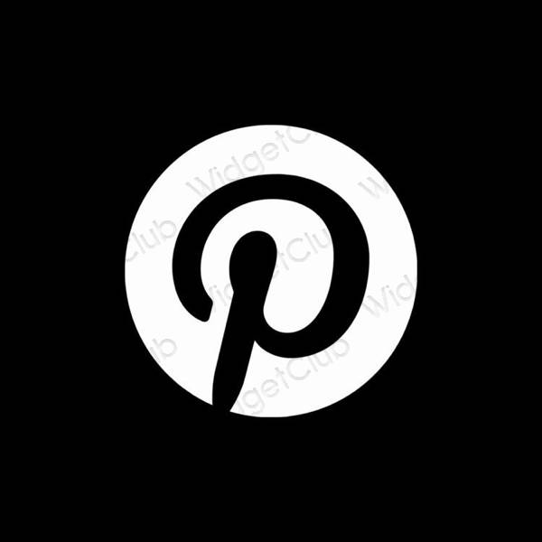 Æstetisk sort Pinterest app ikoner