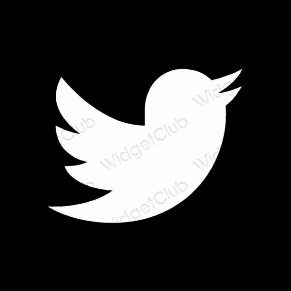 Estetic negru Twitter pictogramele aplicației