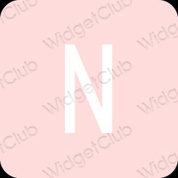 Estetis merah muda pastel Netflix ikon aplikasi
