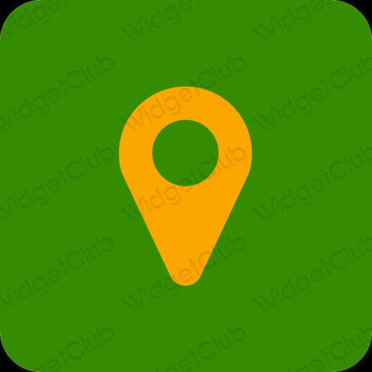 Estetik Yeşil Google Map uygulama simgeleri