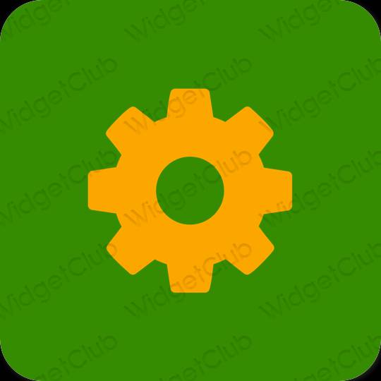 Estético verde Settings iconos de aplicaciones