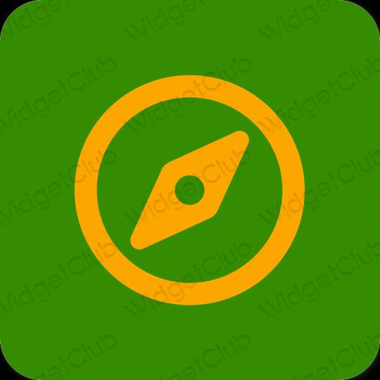 Естетичен зелено Safari икони на приложения