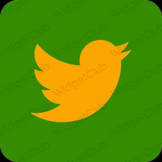 Αισθητικός πράσινος Twitter εικονίδια εφαρμογών