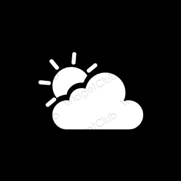 Естетски црн Weather иконе апликација