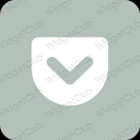 Estetický zelená Pocket ikony aplikací