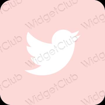 Æstetisk pastel pink Twitter app ikoner