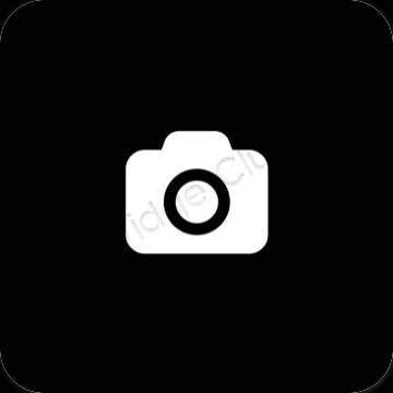 Esztétika fekete Camera alkalmazás ikonok