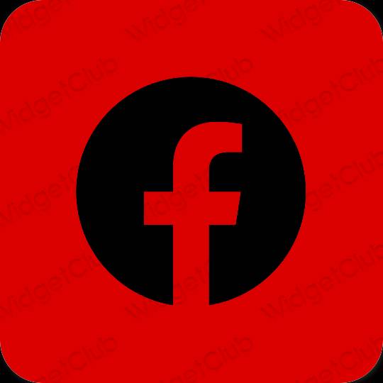 Estetické červená Facebook ikony aplikácií