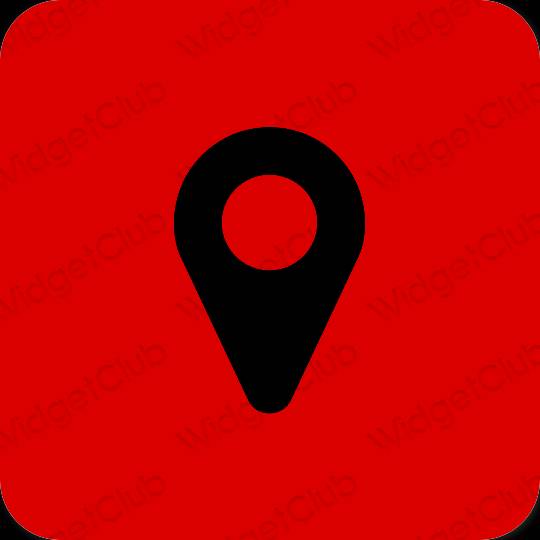 Aesthetic red Google Map app icons