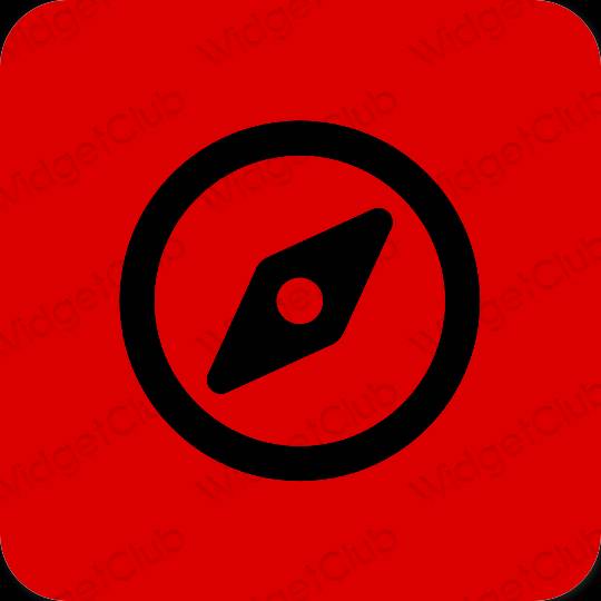 Esteetiline punane Safari rakenduste ikoonid