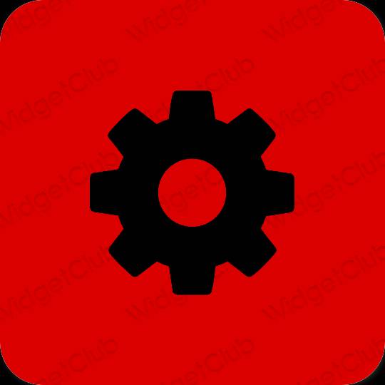 Estetis merah Settings ikon aplikasi