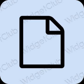Estetické pastelovo modrá Notes ikony aplikácií