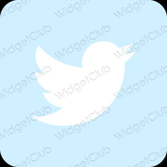 Estetik biru pastel Twitter ikon aplikasi
