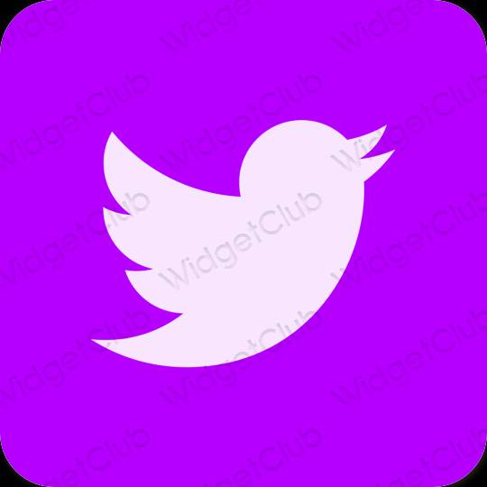 Estetik neon merah jambu Twitter ikon aplikasi