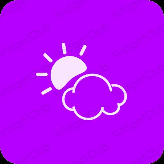 Estetické Fialová Weather ikony aplikácií