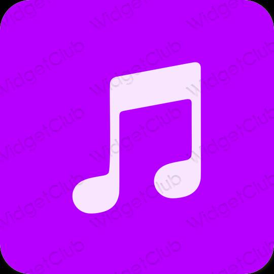 Estetický neonově růžová Apple Music ikony aplikací