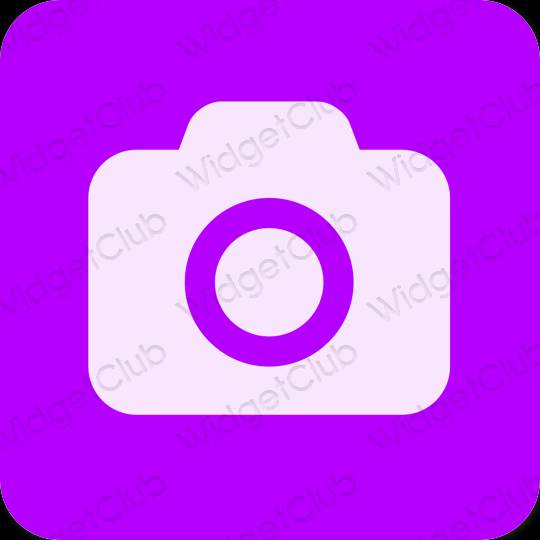 Estetik neon merah jambu Camera ikon aplikasi
