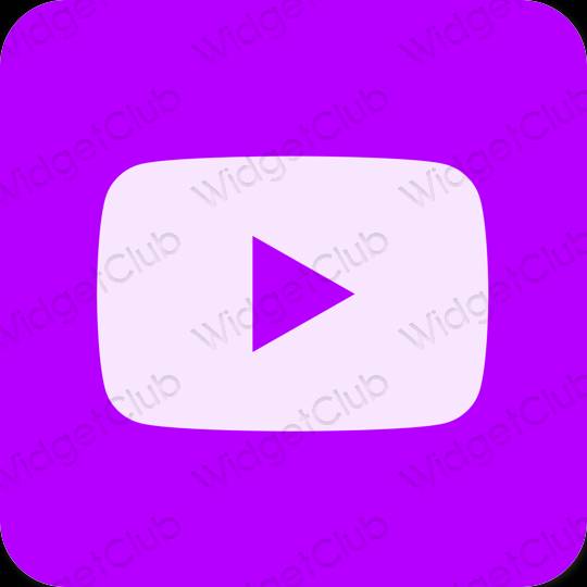 Estetik neon merah jambu Youtube ikon aplikasi