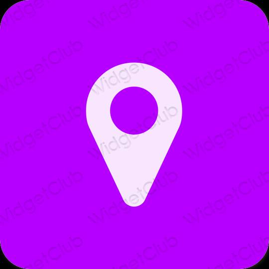 Estetické neónovo ružové Google Map ikony aplikácií