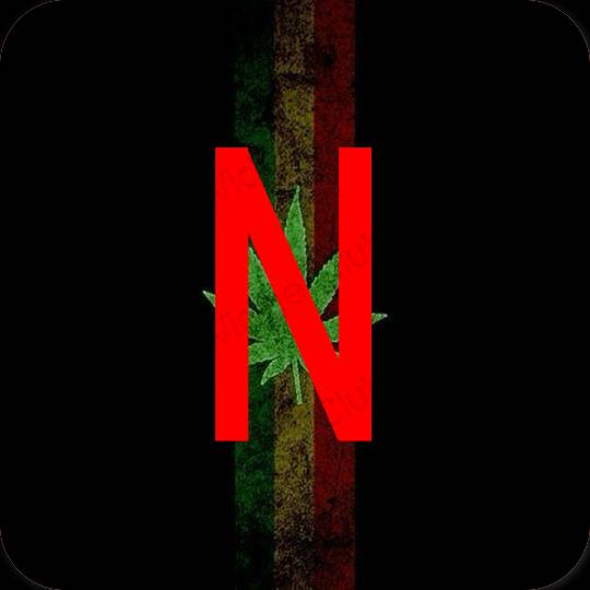 Estético negro Netflix iconos de aplicaciones