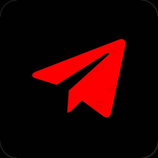 Estetické čierna Telegram ikony aplikácií