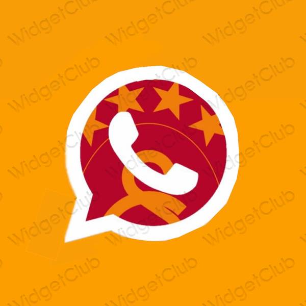 Aesthetic orange WhatsApp app icons