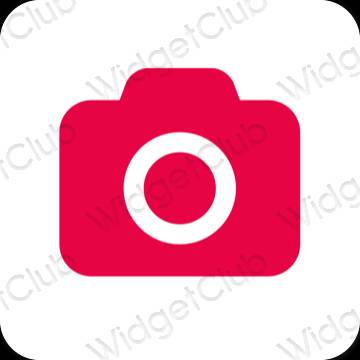Estetické neónovo ružové Camera ikony aplikácií