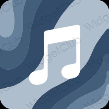 Esteetiline pastelne sinine Music rakenduste ikoonid