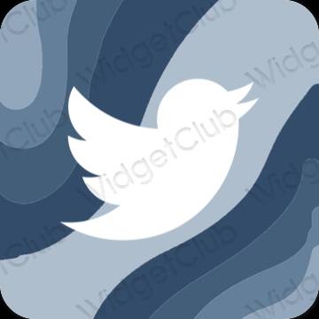 Esteetiline pastelne sinine Twitter rakenduste ikoonid