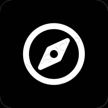 Estetski crno Safari ikone aplikacija