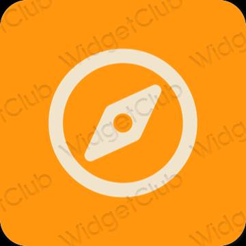 Esztétika narancssárga Safari alkalmazás ikonok